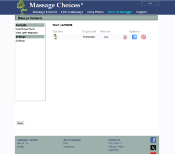 social messenging system for massage therapists